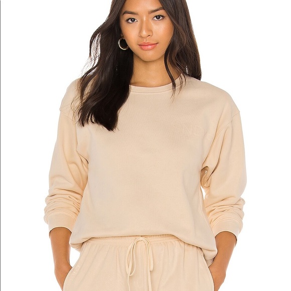 SNDYS Luxe fleece crew pullover sweatshirt sweater cream Sand Size XS - Picture 3 of 8
